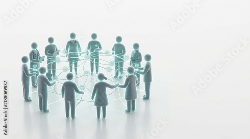 Collaborative Global Healthcare Network of Medical Professionals Connected by Digital Technology Icons