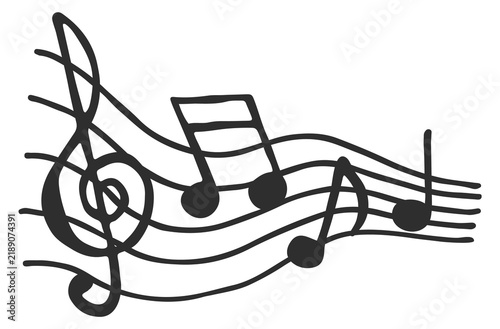 Obraz na płótnie Melody musical sheet doodle. Sound note symbol