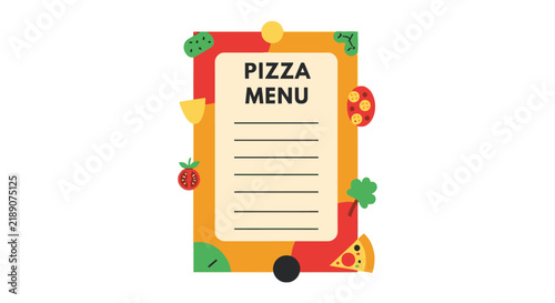 Colorful Pizza Menu Board Illustration.