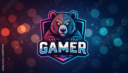 Gamer logo. Gaming logo design. Animals logo. Animals gaming logo. Neon design