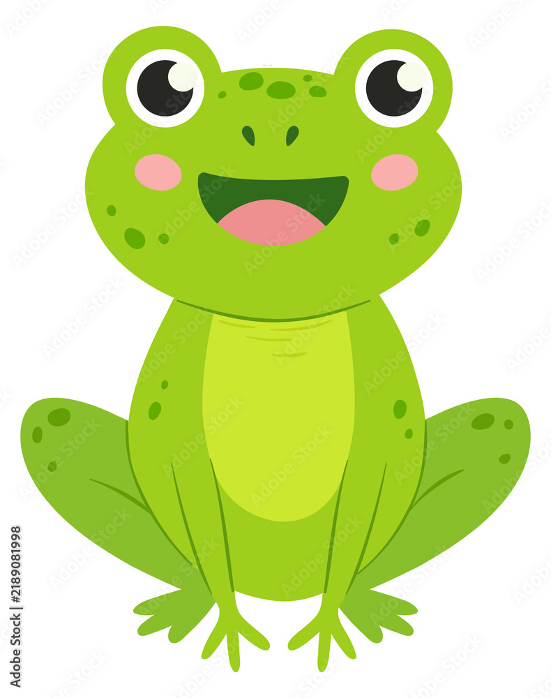 Fototapeta premium Happy frog character. Cute childish green mascot