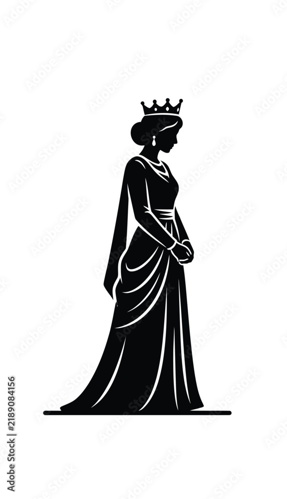 Fototapeta premium Elegant Silhouette of a Queen in a Royal Gown.