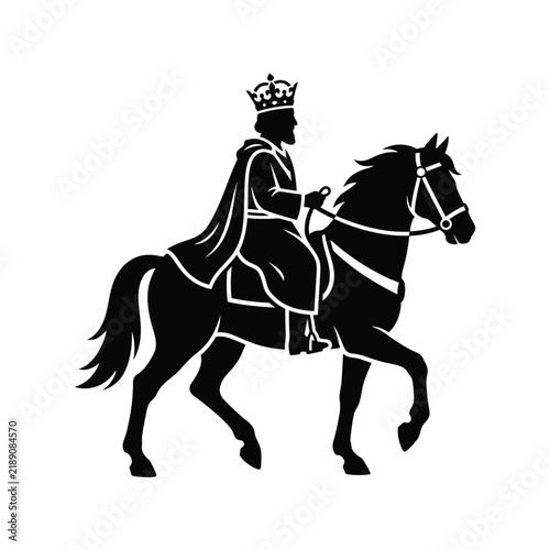 Silhouette of a King Riding a Horse.