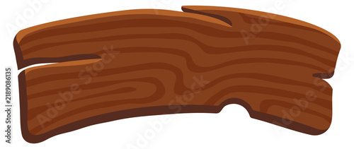 Curved board template. Cartoon wooden empty sign