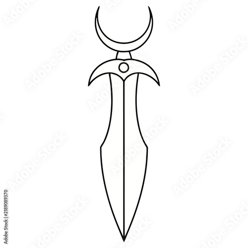 Stylized dagger with crescent moon