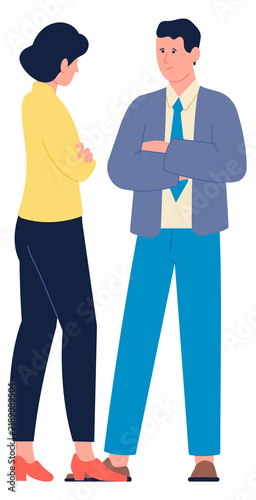 Office workers talking. Work communication color characters