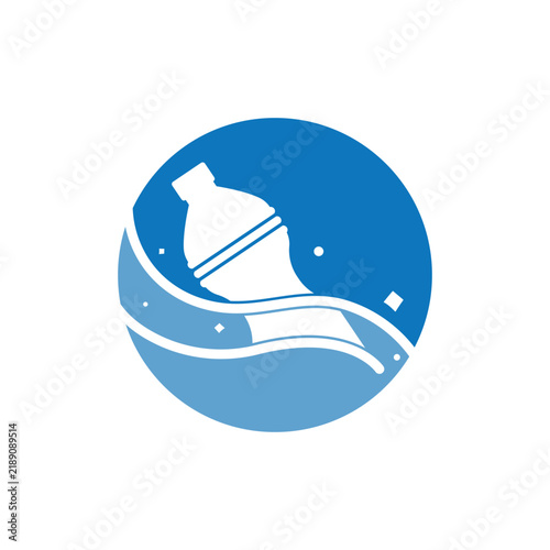  Ocean Wave with Plastic Waste Pollution logo icon