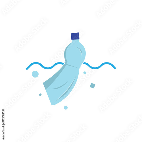 Ocean plastic pollution vector logo icon