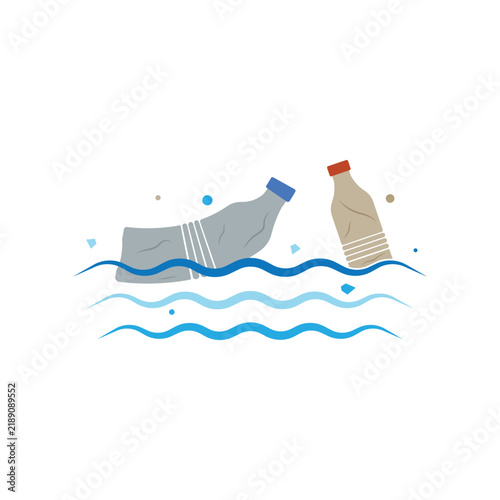  Ocean Wave with Plastic Waste Pollution logo icon