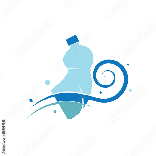 Ocean plastic pollution vector logo icon