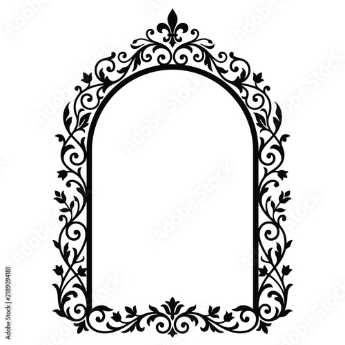 Vintage hand mirror silhouette, ornate baroque vanity mirror vector, antique decorative hand-held mirror icon isolated on White Background