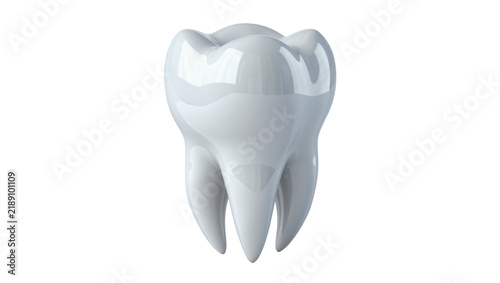 Фотография Glossy white molar tooth with three roots, isolated on transparent background