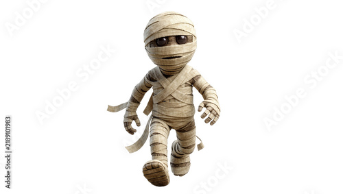 Fotografie Cartoon mummy character with bandages, isolated on transparent background