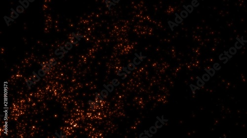 Glowing Orange Particles Rising Upward on Black Background, Abstract Energy Motion Background