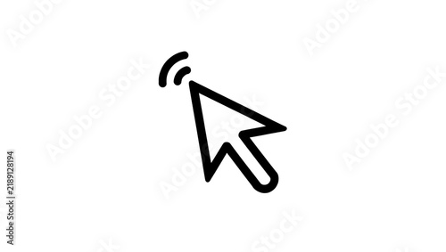 Black computer mouse cursor with click animation, isolated on transparent background