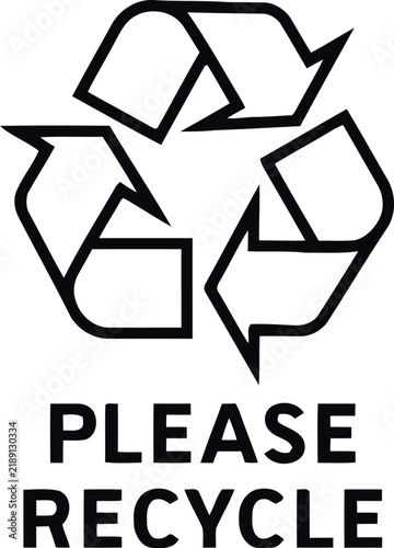 Please recycle sign with classic three arrows loop symbol vector illustration for eco friendly packaging labels and environmental conservation banners