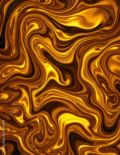 Swirling Liquid Gold Background with High Contrast Metallic Details