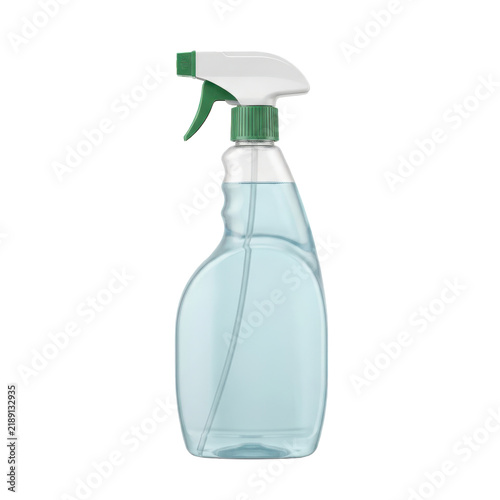 Plastic spray bottle with blue liquid, household cleaning product with green trigger, chemical detergent spray bottle isolated PNG with Transparent Background Black Friday