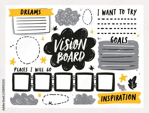 Creative Vision Board Template With Dreams Goals and Inspiration