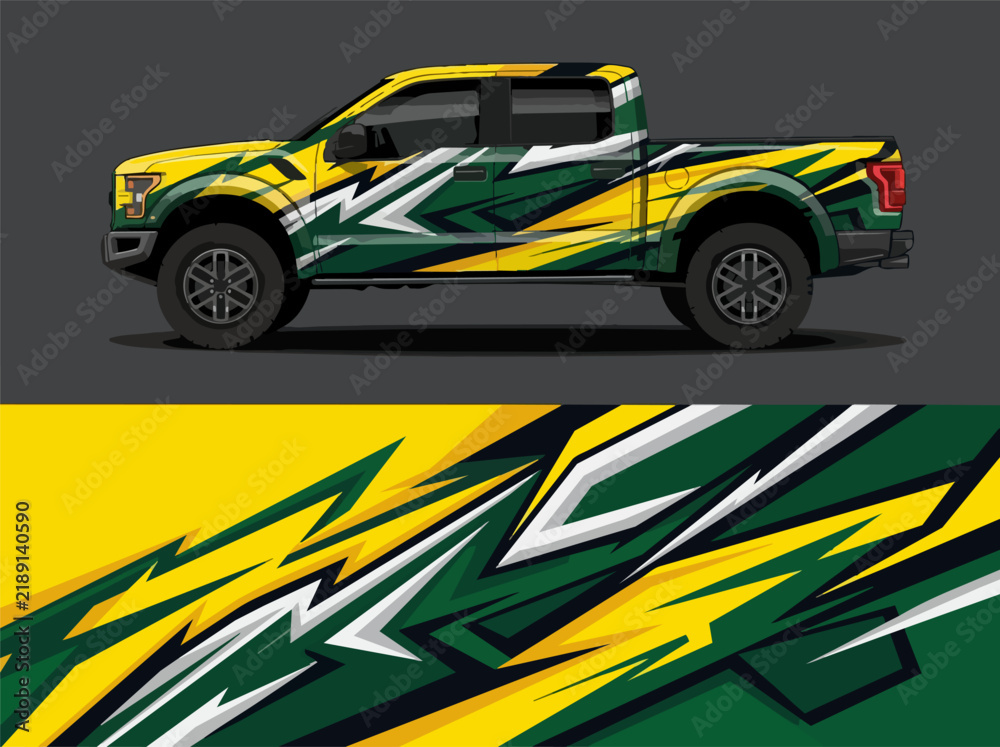 Fototapeta premium camouflage truck side profile illustration