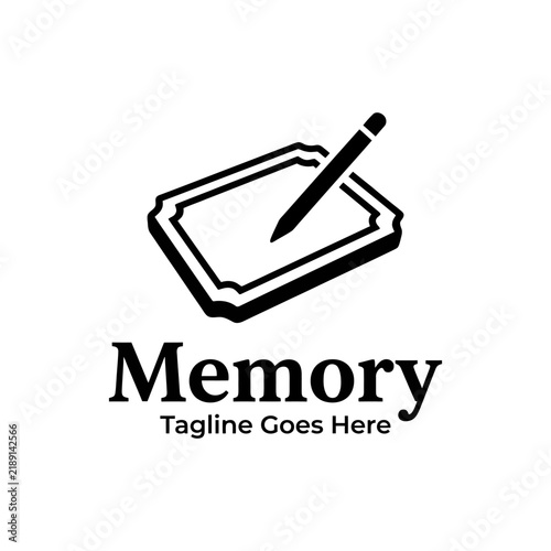 Minimalist pen and tablet logo for stationery and education.