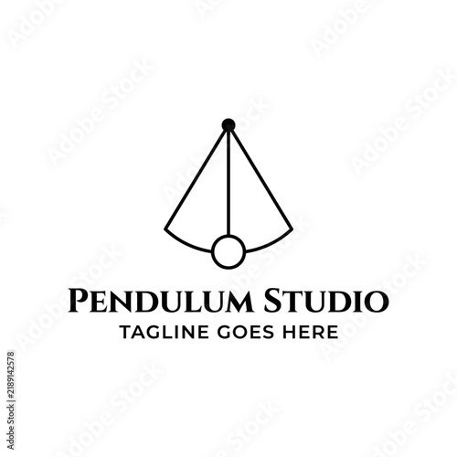 Minimalist pendulum illustration within a triangle frame representing balance and momentum.