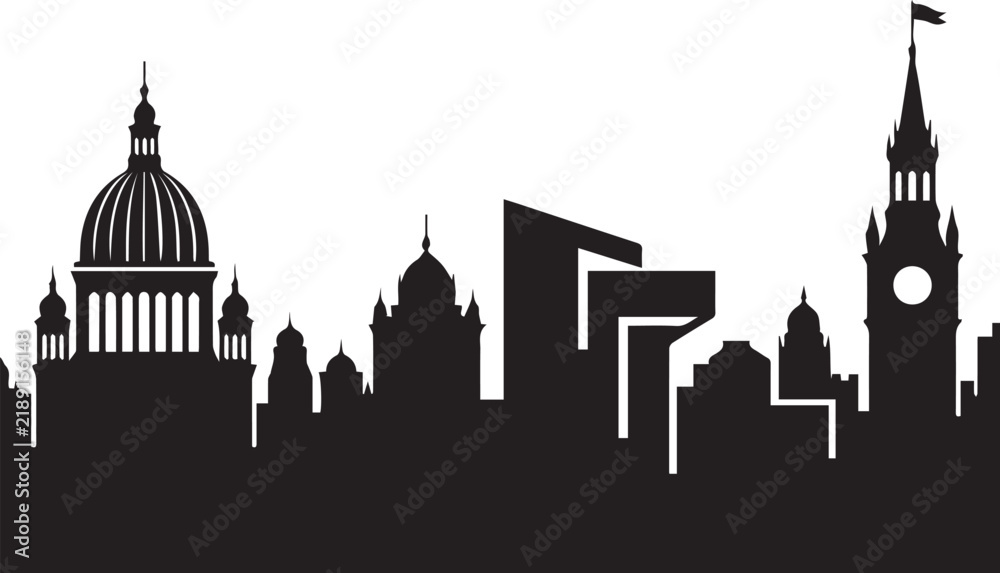 Fototapeta premium Architectural Silhouettes Black and White Vector Collection