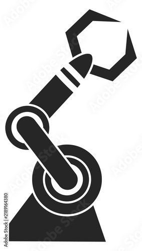 Robotic arm black icon. Industrial production manipulator
