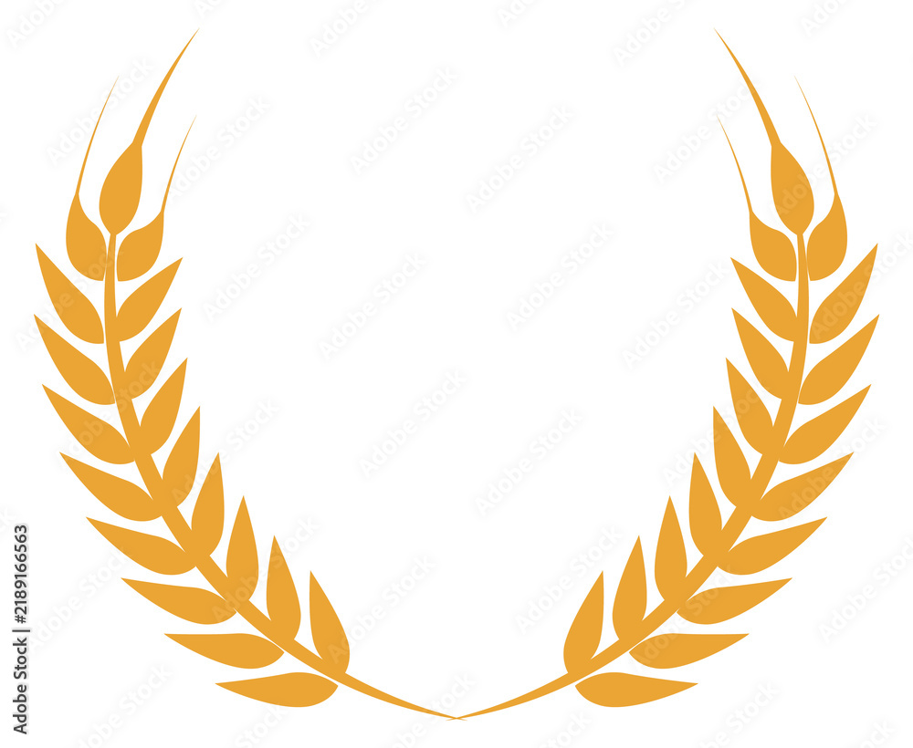 Obraz premium Golden barley wreath template. Retro trophy symbol