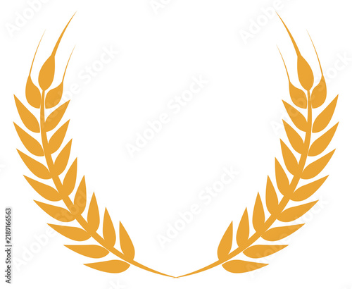 Golden barley wreath template. Retro trophy symbol