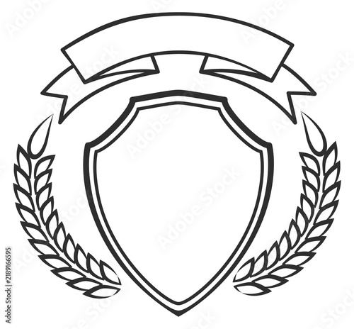 Fotografía Heraldry shield line template. Black honor badge