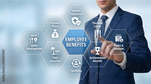 Businessman selecting employee benefits on a digital interface in a professional
