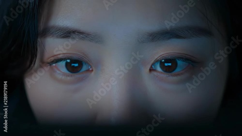 Close-up of eyes, with detailed view of iris, pupil, eyebrow, and lashes, in focus, centered, mysterious