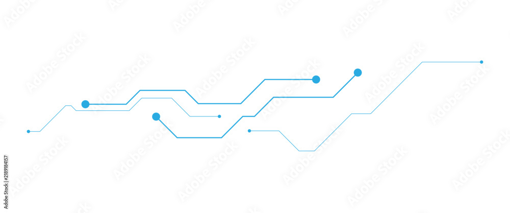 Obraz premium Abstract blue circuit board lines, futuristic technology digital background vector, minimalist electronic connectivity pattern, high-tech data flow graphic for web and software design