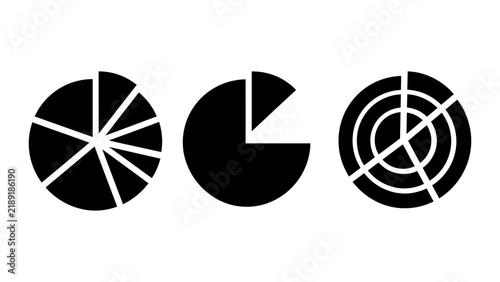 Distinct circular chart representing different data visualization styles including pie charts concentric ring diagrams on background