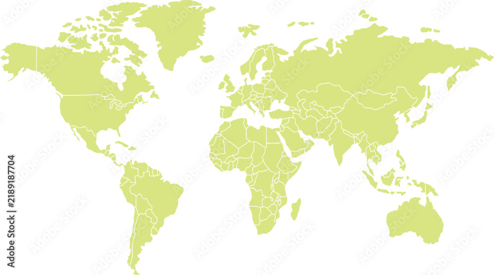 Obraz premium World map with countries outlined in light yellow