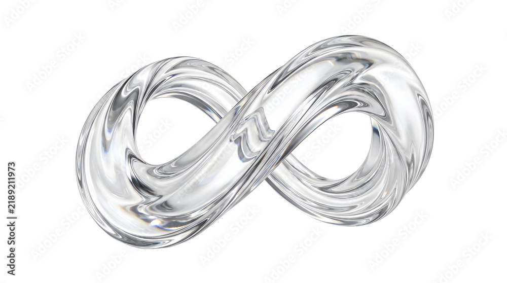 Foto Silver infinity symbol on black background a reflective three dimensional loopin