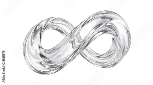 Canvastavla Silver infinity symbol on black background a reflective three dimensional loopin