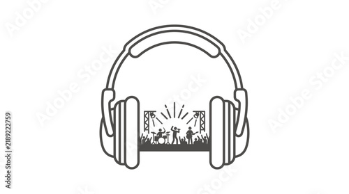 Live music concert inside of over-ear headphones