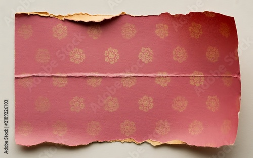 Vintage Torn Pink Floral Paper Texture Rustic Scrapbook Background Sheet Photo