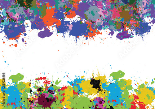 Abstract colorful paint splatter border background with empty copy space. illustration vector design background