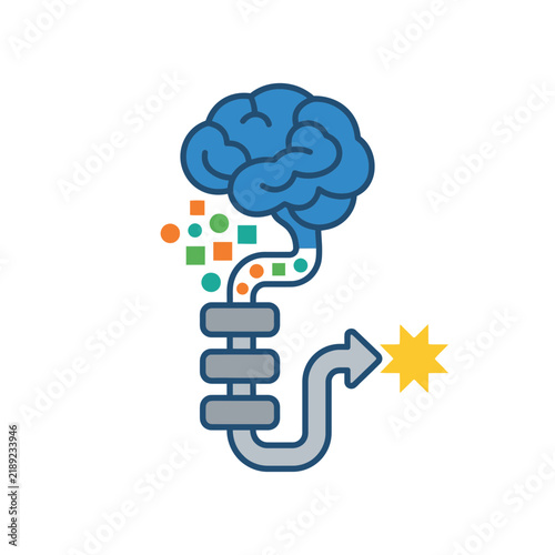Conceptual Vector Illustration of Brain Information Processing and Idea Generation