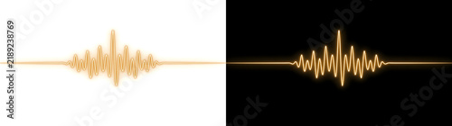 Sound Wave glowing audio frequency line pulsing with rhythmic peaks for music and technology visual designs displaying PNG, Transparent and Black Background Versions