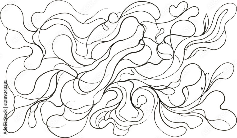 Fototapeta premium Abstract Organic Wavy Line Art Seamless Pattern