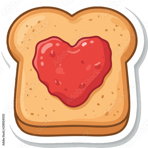 Heart-shaped jam on heart-shaped toast