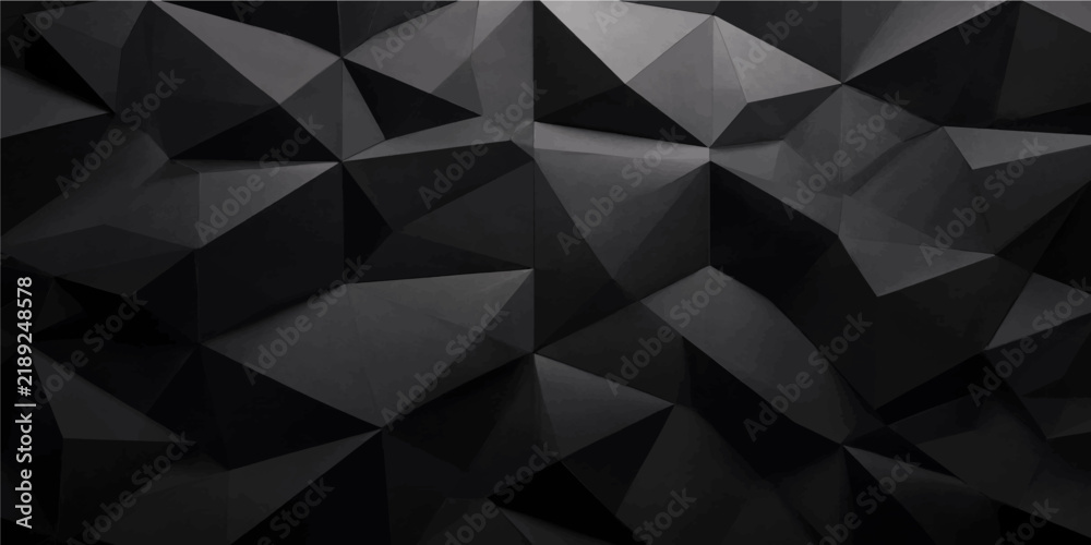 Fototapeta premium Abstract black polygon geometric background with faceted triangular shapes and modern dark vector design texture