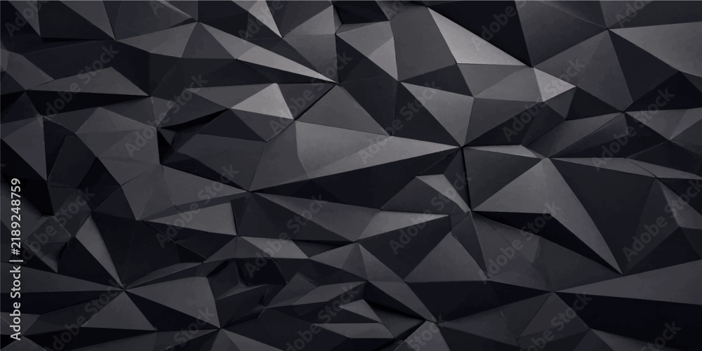Fototapeta premium Abstract black polygon geometric background with faceted triangular shapes and modern dark vector design texture