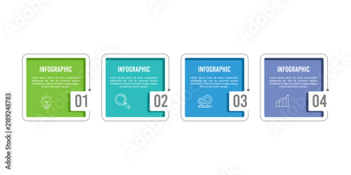Business infographic square with number design template. 4 Steps to success. Business presentation, Report, Data and Marketing. Vector illustration.