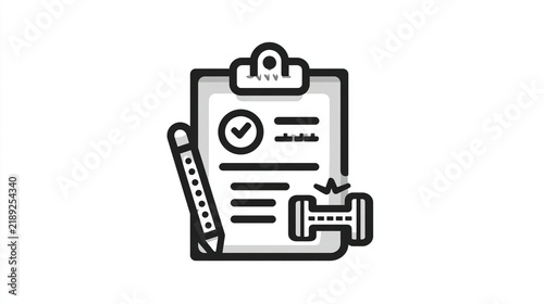 Fitness training plan checklist icon representing exercise routine with workout tracker.