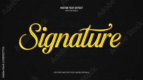 Obraz na płótnie Gold signature editable text effect
